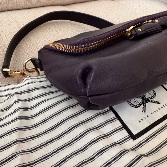 Anya Hindmarch Maxi Zip Aubergine Leather Crossbody Bag + Dust Bag - Picture 9 of 13
